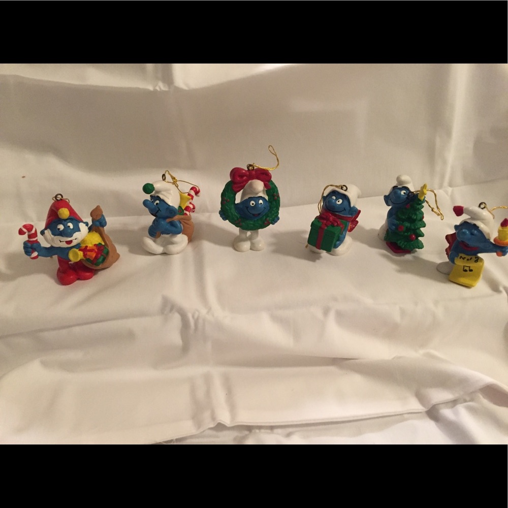 1981 Smurf Set of 6 Christmas Tree Ornaments